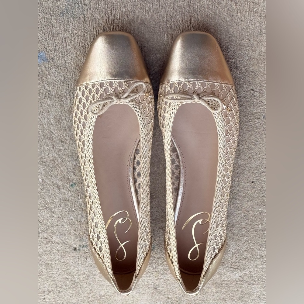 Sam Edelman Gold Woven Ballet Flats